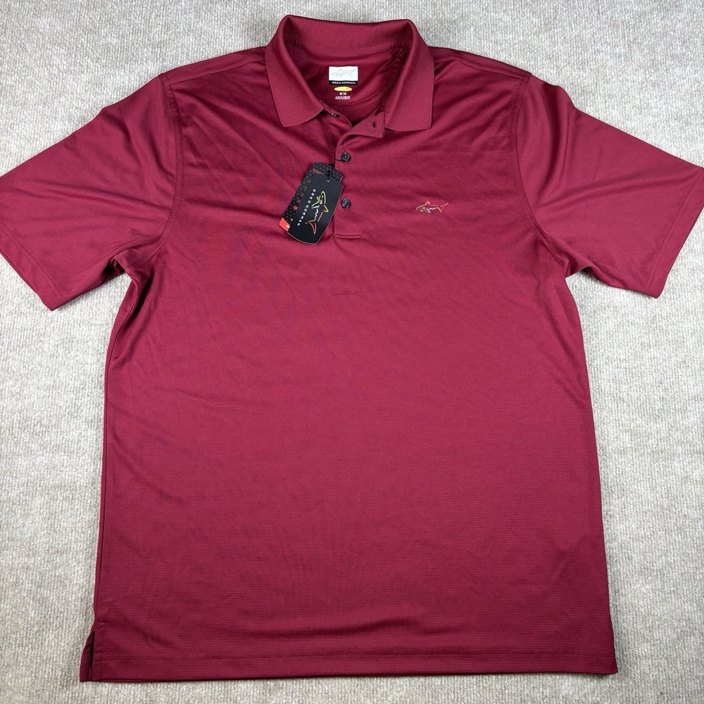 Greg Norman Mens M Golf Polo Shirt Play Dry Red Performance NWT UPF Classic Fit